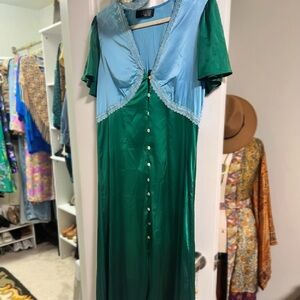 Dressed in LALA Green and Blue Maxi Dress